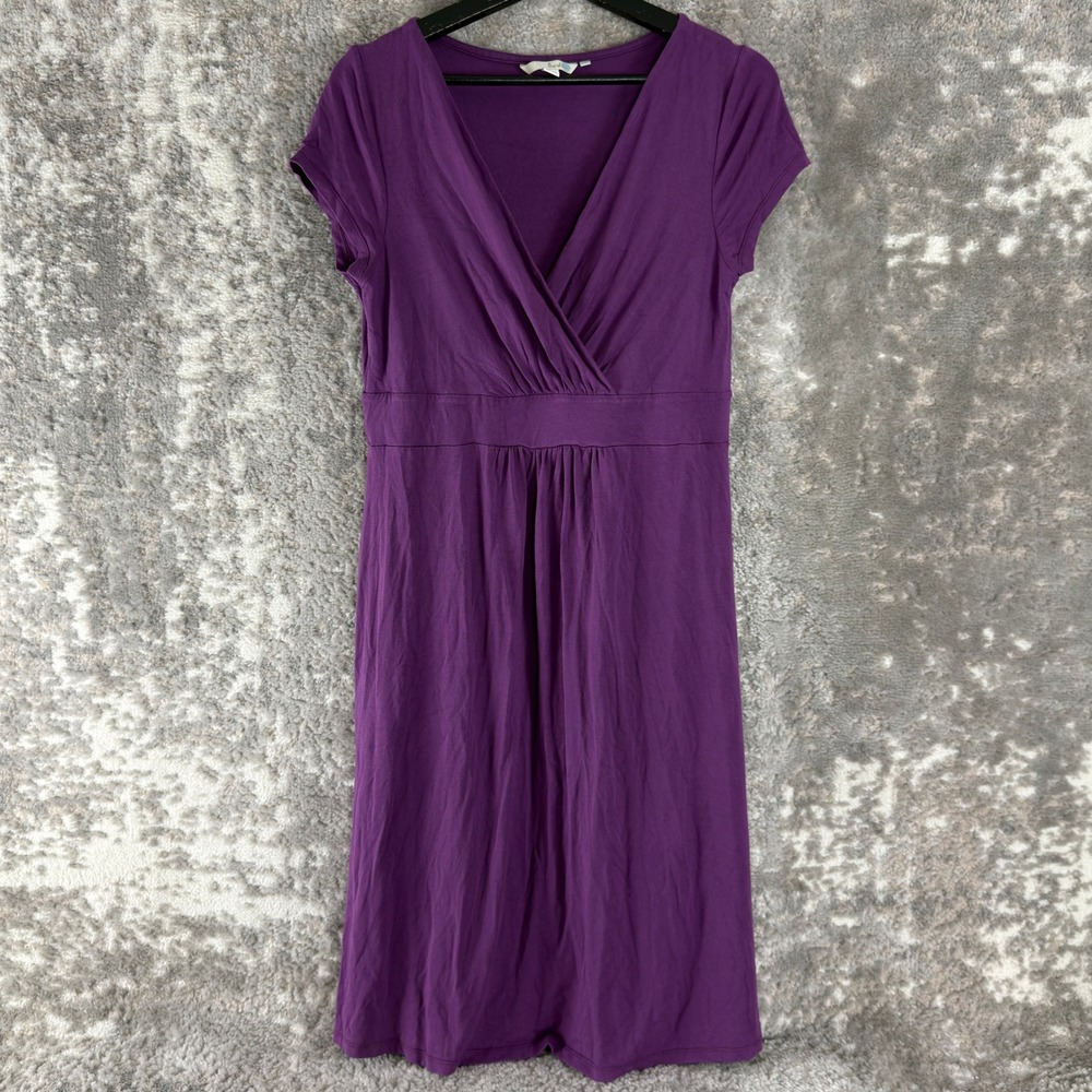 Boden Size 10 Surplice V-Neck Ruched Empire Waist Jersey Dress Purple Women‎